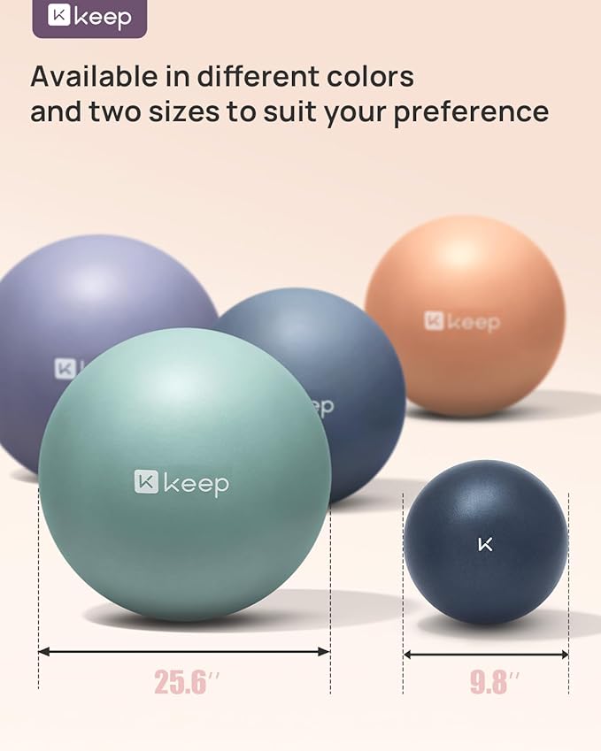 KEEP Pilates Small Exercise Ball Anti-Burst - Thickened Yoga Ball With Pump for Physical Therapy, Fitness, Workout, and Core Strength
