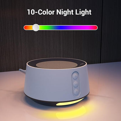 BGOVERSS White Noise Sound Machine with 20 Soothing Sounds, 10 Colors Night Light Sleep Machines Home Office Travel, 5 Timers and Memory Feature Sound Machine for Nursery Baby Kids Adults (Black)