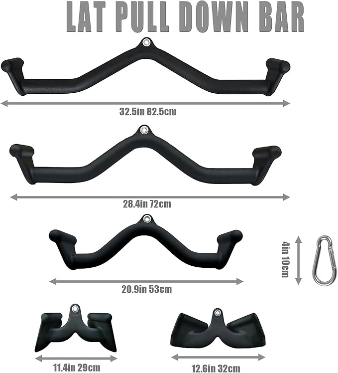 Lat Pull Down Bar T bar Row Attachment, V Bar Tricep Lat Pulldown Attachments, Back Strength Training Bar for Home Gym Exercise Cable Machine Attachments