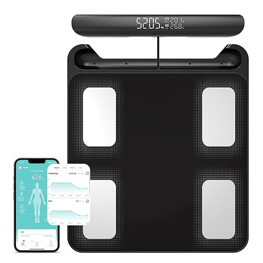 Fitdays Smart Body Fat Scale | Advanced 8-Electrode Technology for BMI/20+ Body Metrics | Full-Color LED & High Precision | Bathroom Weight Scale for Fitness/Weight Loss (FG2202WB+ER307PINK)