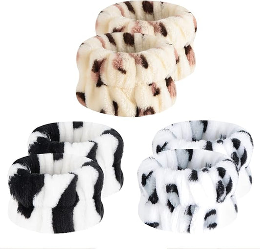 Wrist Towels for Washing Face, Women's Microfiber Spa Wash Towel Band, Absorbent Wrist Sweatband for Girls Prevent Water from Spilling Down Your Arms 6Pcs