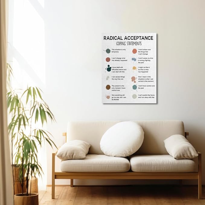 Mental Health Décor, Mental Health Posters, School Counselor Supplies, Canvas Wall Art, DBT Poster, Therapist Office Decor, Radical Acceptance Canvas Poster 14x17 inch