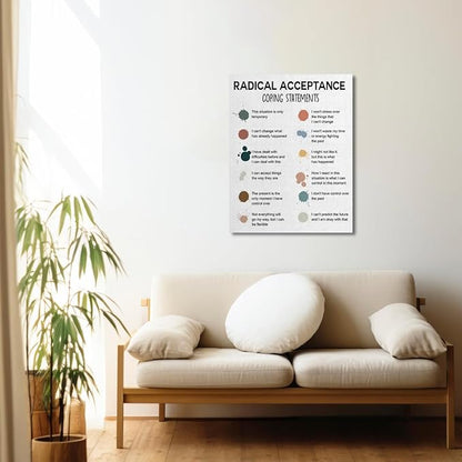 Mental Health Décor, Mental Health Posters, School Counselor Supplies, Canvas Wall Art, DBT Poster, Therapist Office Decor, Radical Acceptance Canvas Poster 14x17 inch