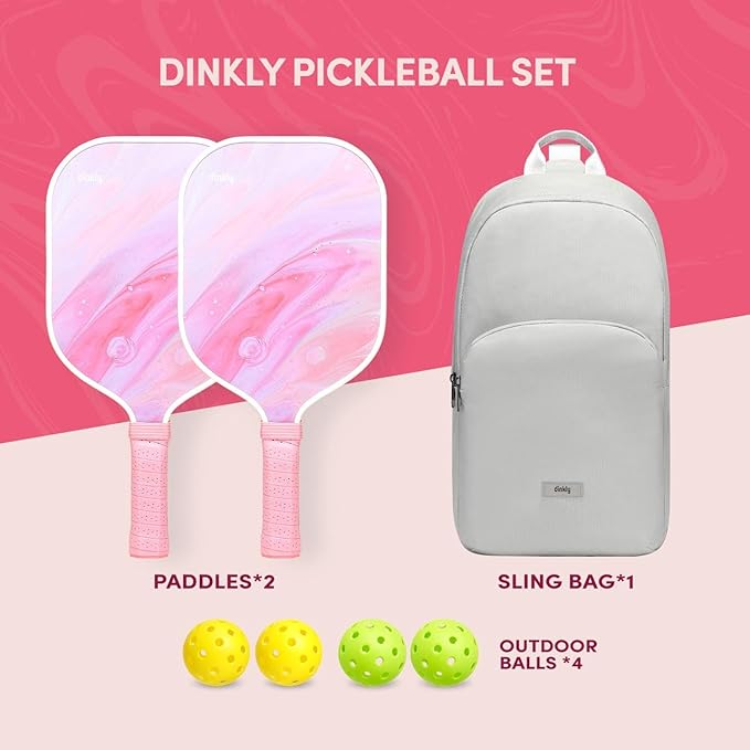 Pickleball Paddles Set of 2/4- USAPA Approved Graphite/Fiberglass Pickleball Racket, 2 Pickleball Rackets, 4 Balls and 1 Portable Carry Bag, Aesthetic Pickle Ball Set for Men Women Beginners