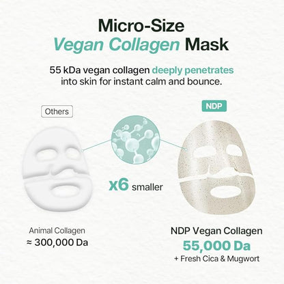 NDP Collagen Cica Cooling Hydro Mask – World’s First Freeze-Ready Hydrogel Face Mask with 55,000Da Vegan Collagen, Real Mugwort & Centella – Korean Mask for Sensitive Skin, 36g x 4ea