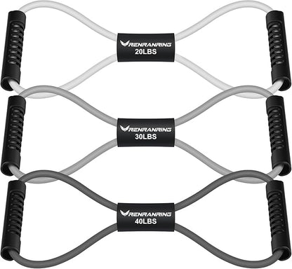 Figure 8 Fitness Resistance Bands with Handles - Exercise Tube Band Set of 3 for Arm and Shoulder Stretch, Rope 8 Word Elastic for Women and Men