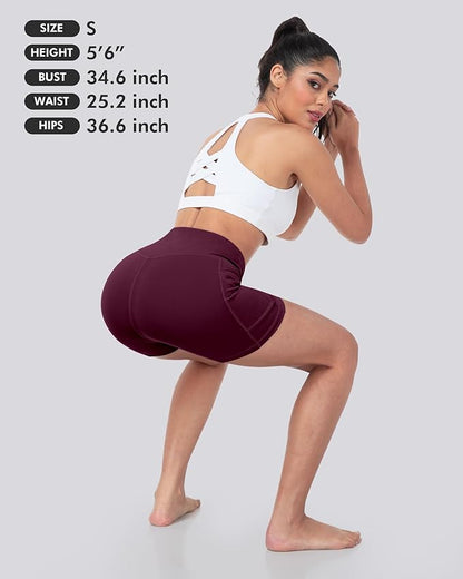 LZYVOO Biker Spandex Shorts Women, High Waisted Tummy Control Workout Yoga Shorts with Pockets