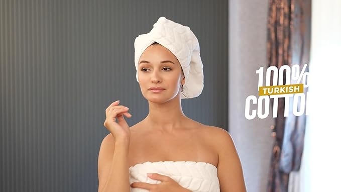 BAGNO MILANO Turkish Bath Towels, Soft Plush Jacquard Luxury Bath Towels, Quick Dry Towel Set (Cream, 2 pcs Bath Towel Set)