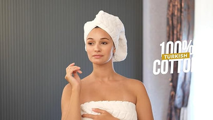 BAGNO MILANO Turkish Bath Towels, Soft Plush Jacquard Luxury Bath Towels, Quick Dry Towel Set (Cream, 2 pcs Bath Towel Set)