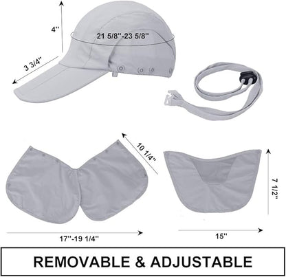 Foldable Sun Cap, Fishing Hats, UPF 50+ Protection Caps with Face Mask Neck Flap