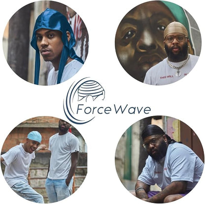 ForceWave 2 Pieces Silky Durag Pack for Men Women Waves, Premium Satin Deluxe Du-rag