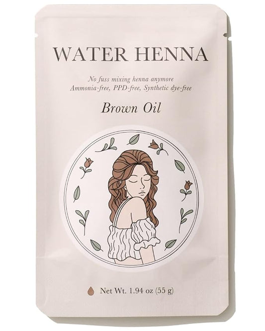 Korean Henna Hair Dye 1 Set - Quick and Easy Application, PPD-free, Synthetic dye-free liquid Formula, Hair Color Made in Korea (Brown (Henna+Indigo))