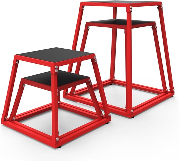Metal Plyometric Jumping Box,12/18/24/30 Inch Steel Plyo Box Set for Fitness Exercise Home Gym,Single/Set