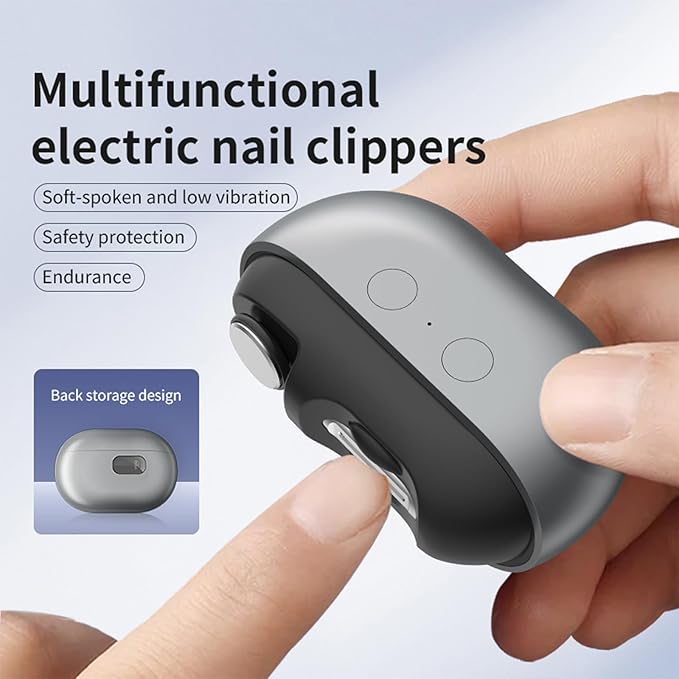 2025 New 3 in 1 Electric Nail Clipper with Polisher, 3 Speed Automatic Electric Nail Trimmer, Built-in Debris Collector, Night Light, Rechargeable Cordless USB Battery Fingernail Trimmer (White)