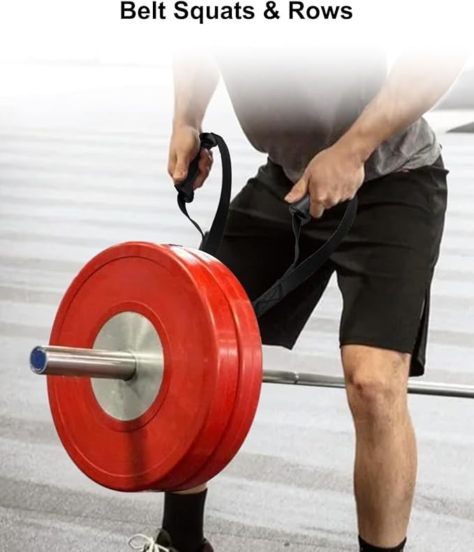 Belt Squat Bar Machine Attachment Compatible with 2 Inch Olympic Barbell Bar, Landmine D-Handle Cable T Bar for Squat Rack Home, with Exercise Handle