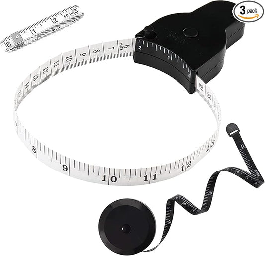 3PCS Body Measure Tape 60 inch (150cm), Automatic Telescopic Fat Measure for Body Measurement & Weight Loss to Track Weight Loss Muscle Gain by One Hand