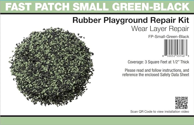 Fast Patch Poured-in-Place Surfacing Repair Kit Fix Rubber Playground (Green/Black, Small)
