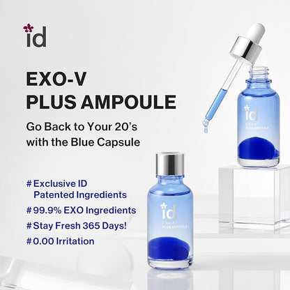 idplacosmetics EXO-V Plus Ampoule 1.01 fl.oz (30ml) – Korean Microneedling Serum for Smoother, Plumper Skin, 99.9% 100.4 nm Encapsulated Exosome + NMN, for Microneedle Roller (250µm)