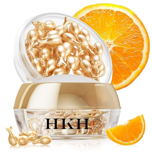 HKH Vitamin C Super Serum for Face - Anti Aging Vitamin E Facial Serum Capsules with Niacinamide, Vit C Oil for Women, Even Skin Tone, Reduce Wrinkles, Moisturise, Travel Friendly (38 Capsules)