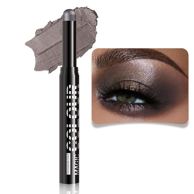 Dark Taupe Shimmer Cream Eye Shadow Stick Makeup for Women, Dark Taupe Shimmer Matte Eye Shadow Brightener Stick for Eyes, Waterproof Eyeshadow Pencil Applicator Blendable for Eye Highlight 16