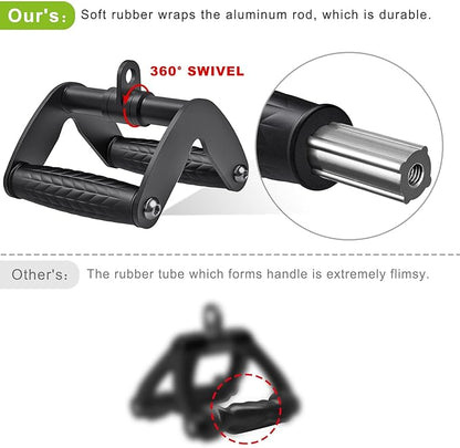 SELEWARE Triceps LAT Pulldown Attachments Home Gym Workout Accessories with Non-Slip Soft Rubber Grip Cable Machine Attachments Triceps Rope Double D Row Handle Pull Down Bar Straight Bar Exercise