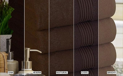 Utopia Towels 4 Pack Bath Towels Set, (27 x 54 Inches) 100% Ring Spun Cotton, Quick Dry, Highly Absorbent, Soft Feel Towels, Perfect for Daily Use (Dark Brown)