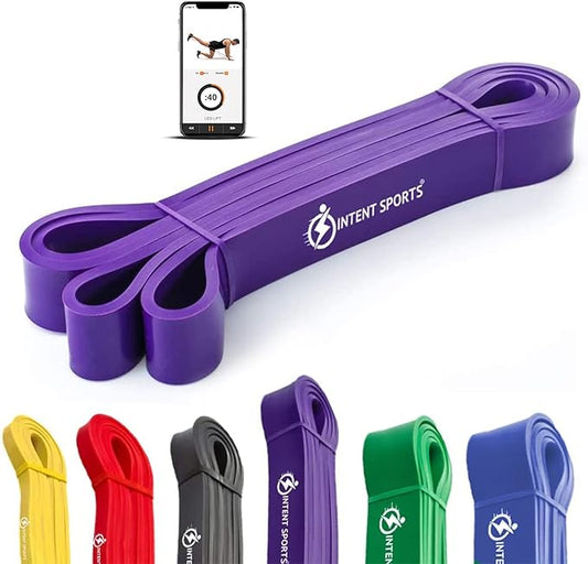 INTENT SPORTS Pull Up Assist Bands – Assistance and Resistance Bands for Pull-Up, Fitness, Body Stretching, Mobility Work, Weightlifting, Heavy Duty - Single/Set – Exercise Videos - eBook!