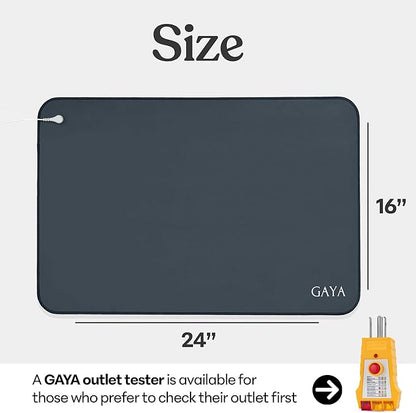 GAYA Grounding Mat for Feet, Sleep Improvement, Back Pain Relief, Muscle Relaxation & Stress, Earthing Pads for Bed, Ground for Desk, Earth Mats, Bedding Pad (24''X16'')