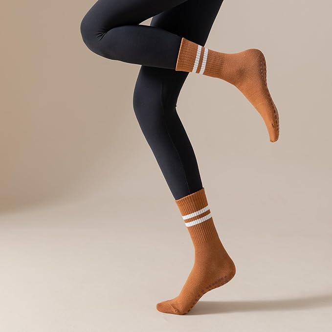 Yoga Socks with Non-Slip Grips for Women - 4 Pairs Pilates, Barre, Gym, Dance Workout Anti-Skid Socks