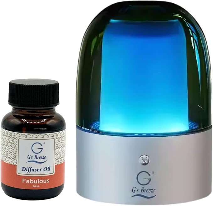 G's Breeze Smart Aroma Diffuser with 60ml Fabulous Scent Refill – Bluetooth & Wi-Fi App Control - LED Lighting, Adjustable Intensity - Long-Lasting Elegant Floral Fragrance for Home or Office