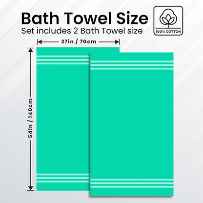 Infinitee Xclusives 100% Cotton Luxury Bath Towels Set of 2 (27x54 Inches) (Vivid Green, Bath Towels - Pack 2)