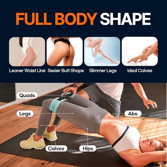 Adjustable Booty Band, Fabric Resistance Bands with Buckle, All-in-One, Non-Slip Bands for Women and Men, Hip Loops for Leg Squat Butt Glutes - Multicolour