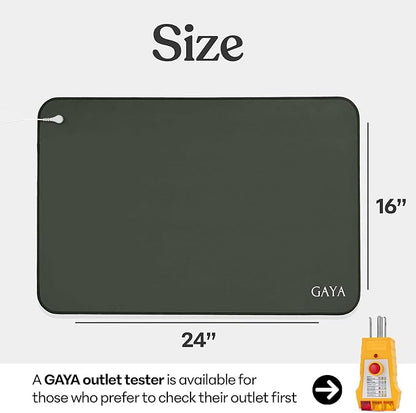 Gaya Grounding Mat for Feet, Earthing Mats for Sleep Improvement, Back Pain Relief, Muscle Relaxation & Stress Relief, Grounding Pads for Bed, Grounding for Desk, Earth Grounding Pad (24''X16'')
