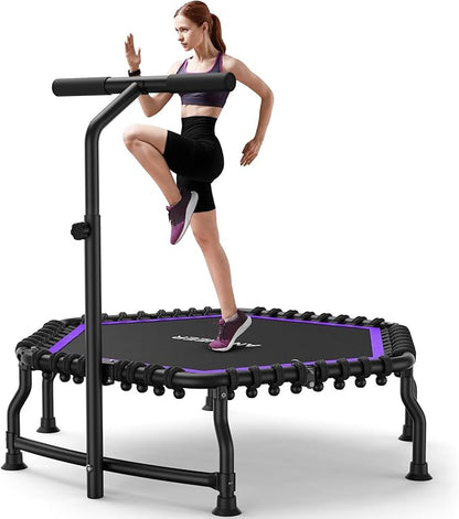 ANCHEER 50" Rebounder Trampoline for Adults- 2025 Foldable Mini Trampoline with Bar- Exercise Trampoline for Adults, Max Load 560lbs, for Indoor/Garden Workout
