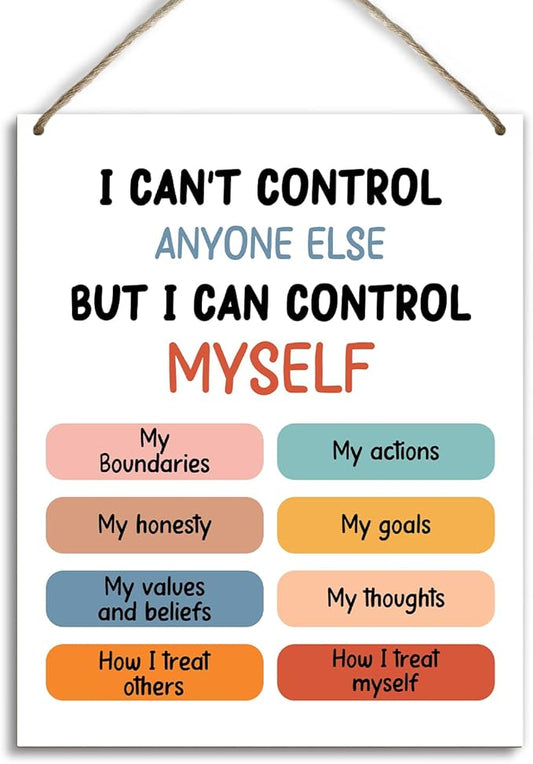 Mental Health Therapy Office Wooden Hanging Wall Decor Positive Energy Wood Sign Positive Affirmations Wood Wall Decor Office School Classroom Nursery Homes chool Decor Therapist Gifts 8''X10'' (DH78)