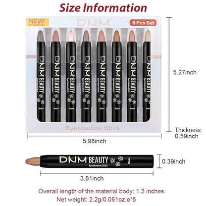 Kaely 8Pcs Cream Eye Shadow Sticks Set, Matte Eyeliner Pencil Eyeshadow Palette Makeup, Eye Highlighter Brightener Stick for Older Women Waterproof Pigmented, sombras para ojos, New-12