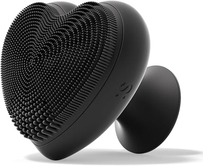 Heart Face Clean Pro⁺ Electric Facial Cleansing Brush - Silicone Facial Scrubber for Acne - IPX7 Waterproof, Rechargeable Exfoliator with Slip-Free Grip & 3 Speed Settings - Phthalate-Free - Jet