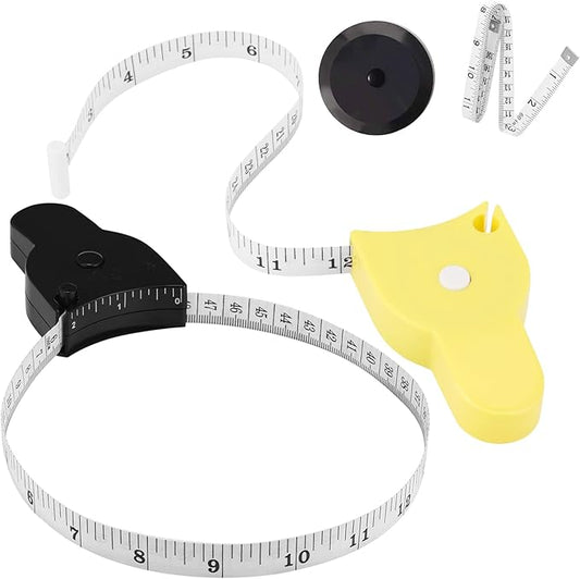 Body Tape Measure - 4PCS Measuring Tape, 60 Inch/150cm, Retractable, Soft, Black + Yellow, Ideal for Weight Loss, Fitness, Tailoring, Sewing, Crafting Clothes