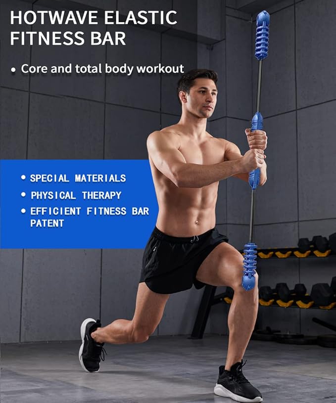 Hotwave Elastic Fitness Bar,Vibration Stick,Body Physical Therapy,Core Strength Training,Power Twister for Arm, Exercise in Home Gym