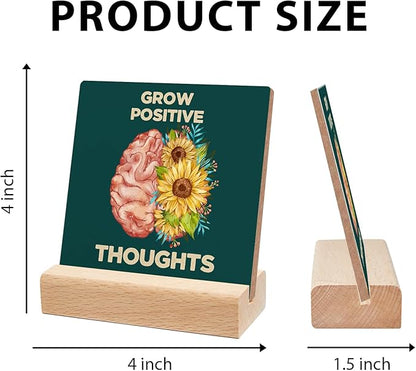 Mental Health Growth Positive Thoughts Wooden Sign Decor, Mental Health Sign With Wooden Stand, Mental Health Awareness Gifts for Psychologist School Counselor Student Boy Girl Best Friend