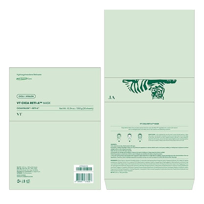 VT COSMETICS CICA Reti-A Daily Mask 30 Sheets, Retinol Complex for Pore Minimizing, Skin Softening & Hydrating Facial Mask, Ideal for Retinol Beginners, Korean Face Mask