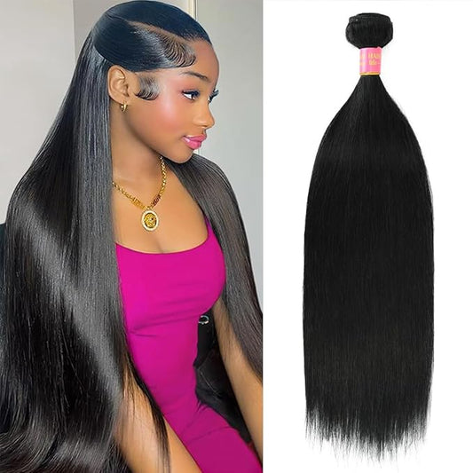 26 Inch One Bundle Human Hair Straight Bundles Human Hair 100% Unprocessed Brazilian Virgin Human Hair Bundles Natural Black