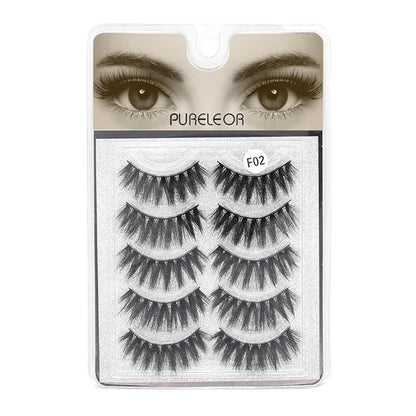 Cat Eye-Lash 3D Natural Mink Eyelashes Look Wispies Fluffy False Lashes 15mm Soft Reusable Eyelashes For Small Eyes Lightweight No Glue 5 Pairs