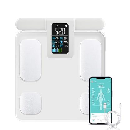 Fitdays Smart Body Fat Scale | Advanced 8-Electrode Technology for BMI/20+ Body Metrics | Full-Color LED & High Precision | Bathroom Weight Scale for Fitness/Weight Loss (FG2015ULB-White)