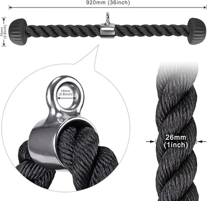 SELEWARE Tricep Rope Cable Machines Attachments for Gym, Heavy Duty Universal Tricep Pull Down Rope with Soft Rubber Ends for Home Gym Workout Biceps Back Shoulders