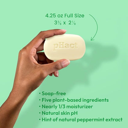 ANDREW LESSMAN pHact Moisture-Rich, Soap-Free Cleansing Bar Hint of Mint. Natural Skin pH. All Skin Types - Even Sensitive Skin. Hypoallergenic. Dermatologist Tested. 6 Pack 4.25 oz each