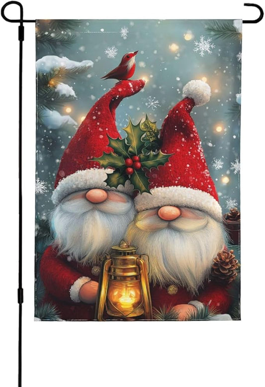 Gnomes Red Garden Flag 12x18 In Double Sided Yard Flags Lawn Sign Decor No Flagstand