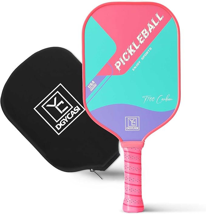 YC DGYCASI 16mm Pickleball Paddles Professional, USAPA Approved, T700 Carbon Fiber Pickleball Paddle Thermoformed, High Grit & Spin, 5.5” Elongated Handle, Handle Girth 4.25”, 8.3oz, with Cover Case