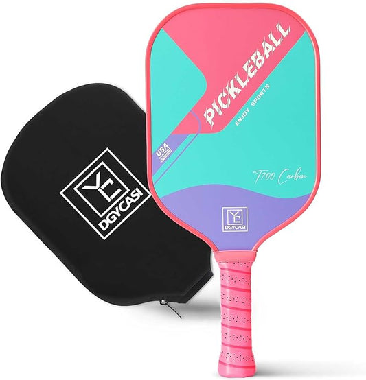 YC DGYCASI 16mm Pickleball Paddles Professional, USAPA Approved, T700 Carbon Fiber Pickleball Paddle Thermoformed, High Grit & Spin, 5.5” Elongated Handle, Handle Girth 4.25”, 8.3oz, with Cover Case