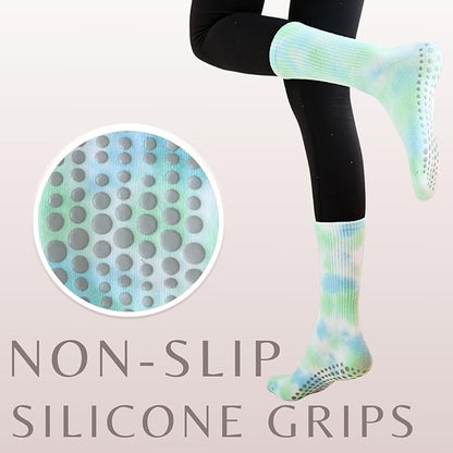 3/6 Pairs Cute Pilates Socks with Grips,Yoga Socks Barre Sock Non Slip Embroidery for Barre Ballet Barefoot Workout